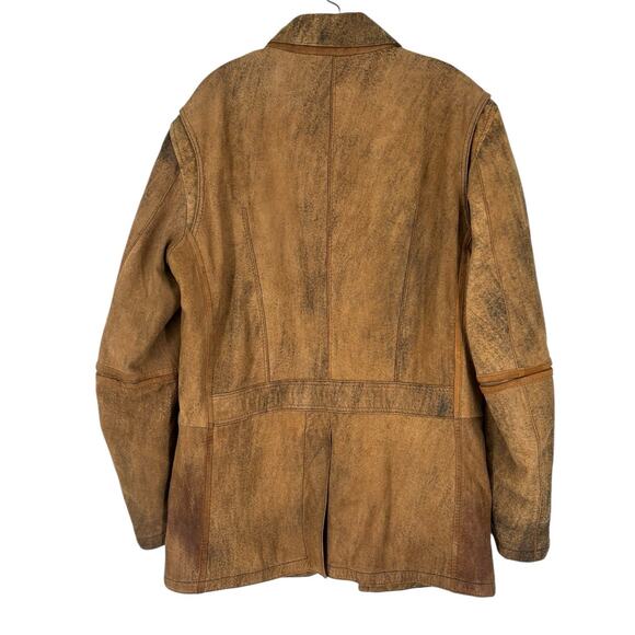 Gimo's Leather Italy Coat Size 44 Rustic Burnished Luxury Mens - Picture 2 of 16